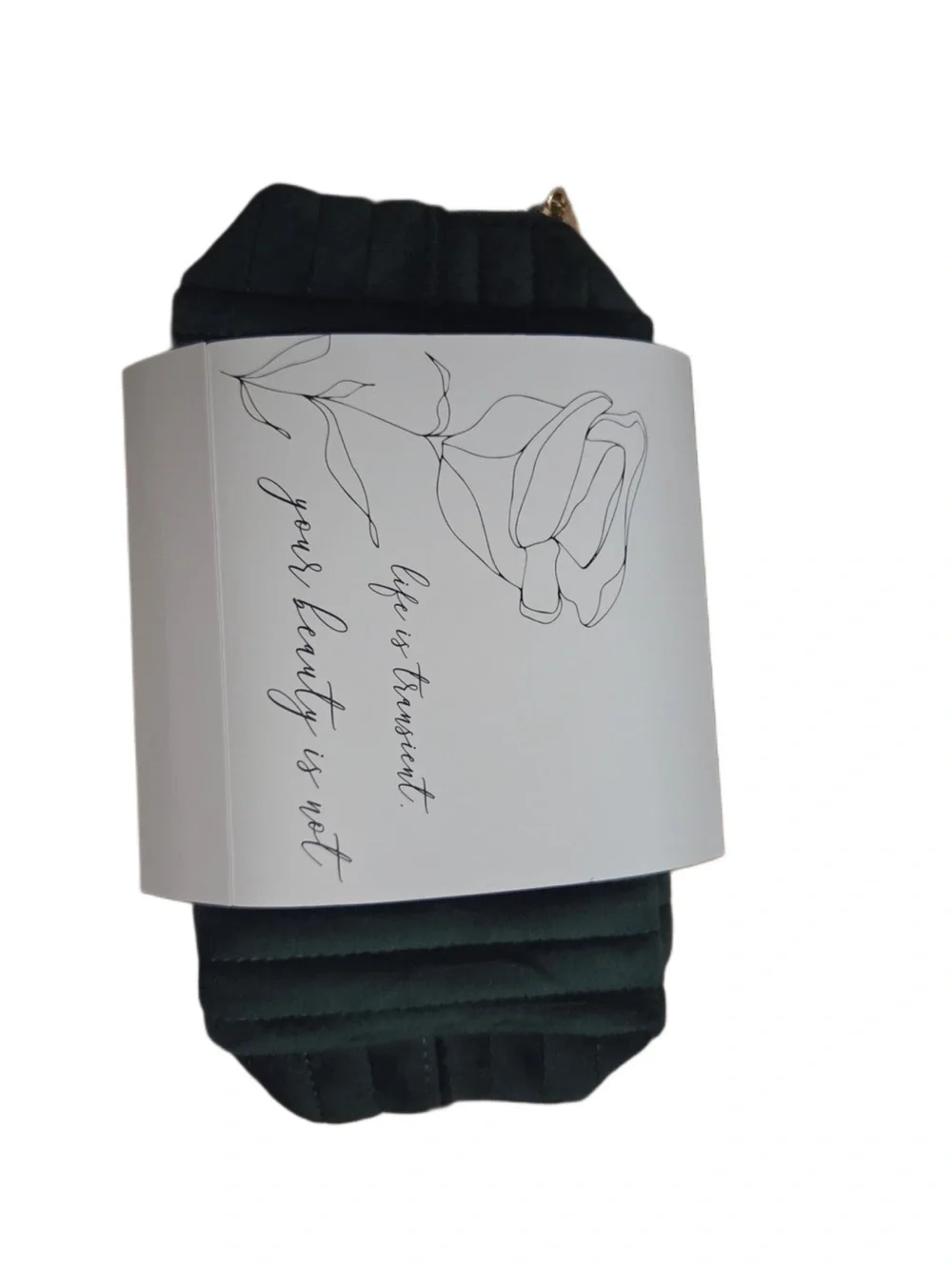 Quilted Velvet Cosmetic Pouch in Deep Green